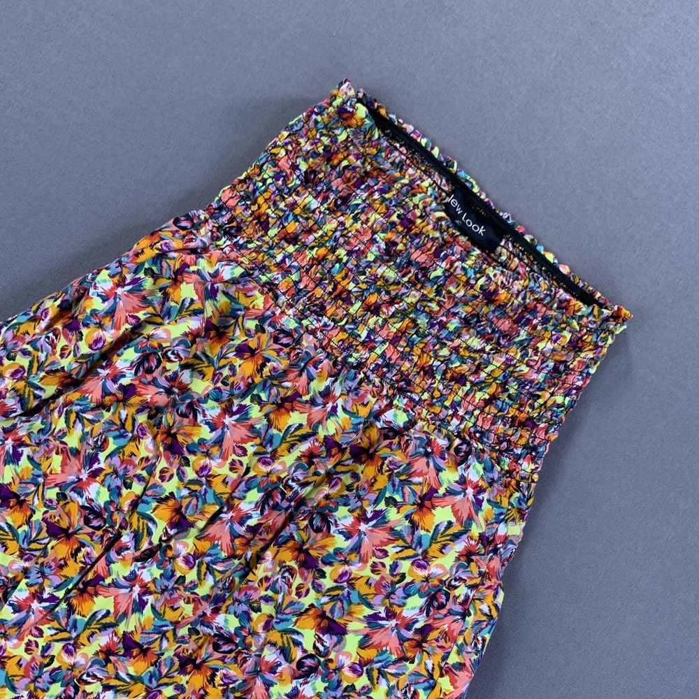 New Look Dress Womens Small Multicolor Floral Smocked Strapless Maxi Summer‎
